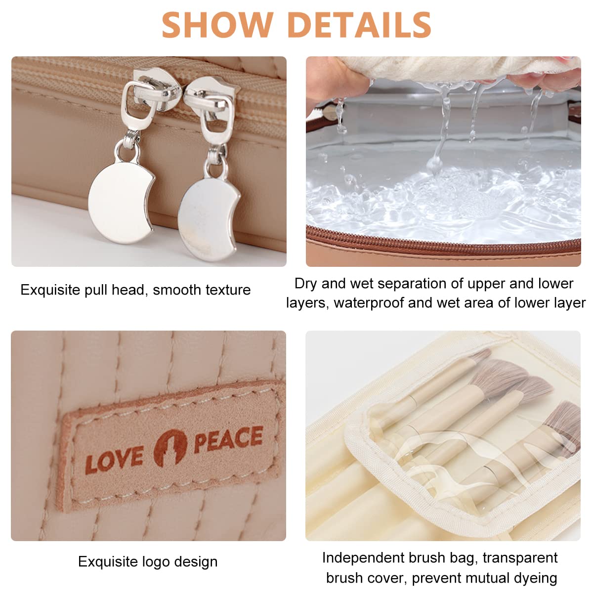 ZIBUYU Womens Toast Cake Cute Cosmetic Organizer Bag,Makeup Pouch for Women,Portable Dry Wet Separation wash Bag,Travel Bag Essential Buggy Bag,Cosmetic Storage,Coffee ZIBUYU Womens Toast Cake Cute Cosmetic Organizer Bag,Makeup Pouch for Women,Portable Dry Wet Separation wash Bag,Travel Bag Essential Buggy Bag,Cosmetic Storage,Coffee